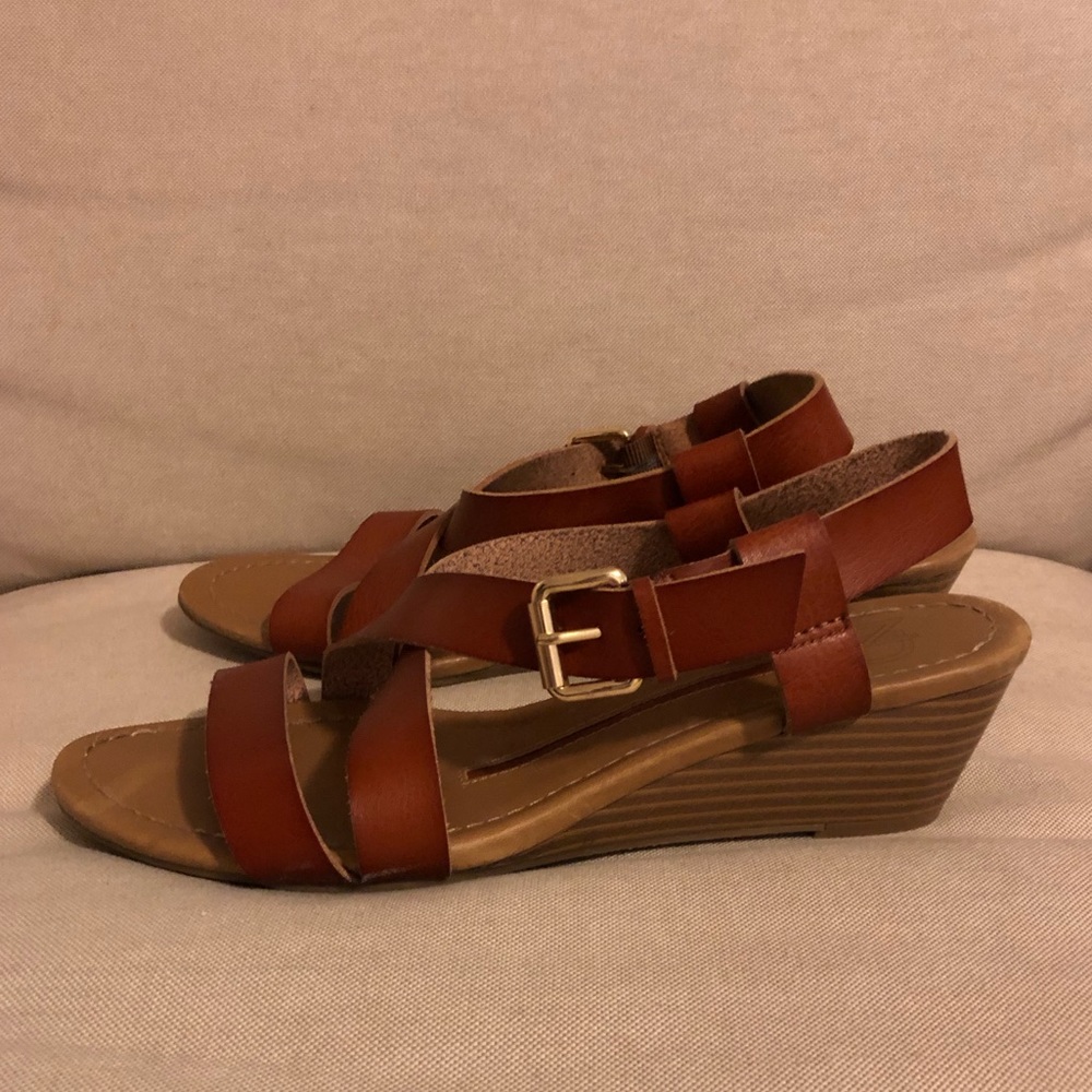 Leather Sandal Wedge Heels